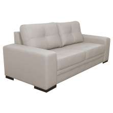 Sofá 3 Lugares Sala de Estar Milano 210cm Couro Off White G58 - Gran Belo