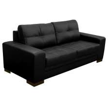 Sofá 3 Lugares Sala de Estar Milano 210cm Couro Preto G58 - Gran Belo