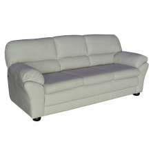Sofá 3 Lugares Sala de Estar Pés Madeira 212cm Laura Couro Off White G03 - Gran Belo