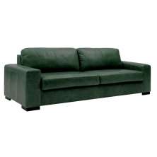 Sofá 3 Lugares Sala de Estar Pés Madeira Aisla 210 cm Couro/Verde G43 - Gran Belo