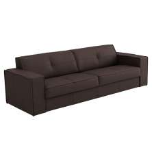 Sofá 3 Lugares Sala de Estar Pés Madeira Laus 208 cm Couro Tabaco G43 - Gran Belo