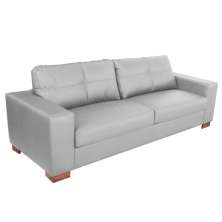 Sofá 3 Lugares Sala de Estar Pés Madeira kenny 210 cm Couro Cinza G43 - Gran Belo