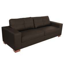 Sofá 3 Lugares Sala de Estar Pés Madeira kenny 240 cm Couro Tabaco G43 - Gran Belo