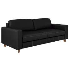 Sofá 3 Lugares Sala de Estar Recepção 220cm Presley Couro Preto G52 - Gran Belo