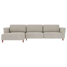 Sofá 330cm com Chaise Esquerda Franz Suede Bege G52 - Gran Belo