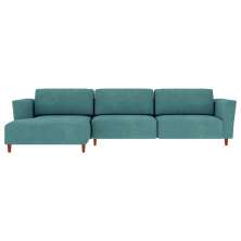 Sofá 350cm com Chaise Esquerda Franz Suede Turquesa - Gran Belo