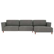 Sofá 370cm com Chaise Direita Franz Suede Grafite G52 - Gran Belo