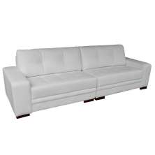 Sofá 4 Lugares Bipartido Sala de Estar Milano 280cm Couro Branco G58 - Gran Belo