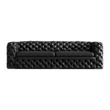 Sofá 4 Lugares Gênova 260cm Couro Preto G58 - Gran Belo