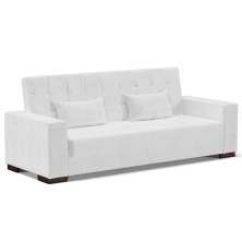 Sofá Cama Decorativo 210cm Beesley Pu Branco Brilho G19 - Gran Belo