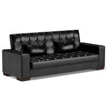 Sofá Cama Decorativo 210cm Beesley Pu Preto Brilho G19 - Gran Belo