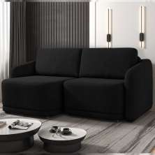 Sofá Cama Modulado Retrátil e Reclinável Decorativo Varsóvia 176cm Veludo Preto G33 - Gran Belo