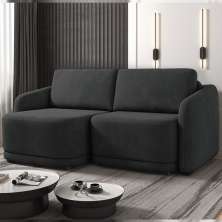 Sofá Cama Modulado Retrátil e Reclinável Decorativo Varsóvia 216cm Veludo Cinza Chumbo G33 - Gran Belo