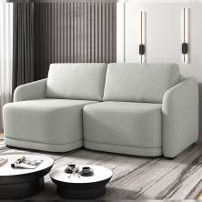 Sofá Cama Modulado Retrátil e Reclinável Decorativo Varsóvia 236cm Linho Cinza G33 - Gran Belo