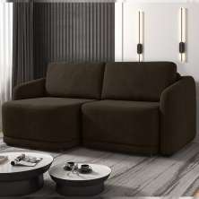 Sofá Cama Modulado Retrátil e Reclinável Decorativo Varsóvia 236cm Veludo Marrom G33 - Gran Belo