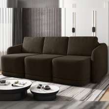Sofá Cama Modulado Retrátil e Reclinável Decorativo Varsóvia 276cm Veludo Marrom G33 - Gran Belo