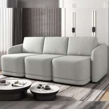 Sofá Cama Modulado Retrátil e Reclinável Decorativo Varsóvia 306cm Linho Cinza G33 - Gran Belo