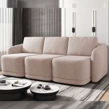 Sofá Cama Modulado Retrátil e Reclinável Decorativo Varsóvia 306cm Veludo Rosê G33 - Gran Belo