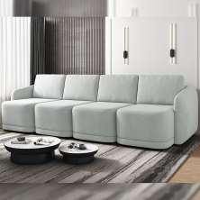 Sofá Cama Modulado Retrátil e Reclinável Decorativo Varsóvia 316cm Veludo Cinza G33 - Gran Belo