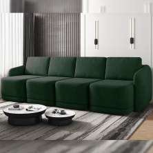 Sofá Cama Modulado Retrátil e Reclinável Decorativo Varsóvia 396cm Veludo Verde G33 - Gran Belo