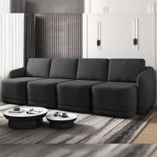 Sofá Cama Modulado Retrátil e Reclinável Decorativo Varsóvia 436cm Veludo Cinza Chumbo G33 - Gran Belo