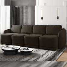 Sofá Cama Modulado Retrátil e Reclinável Decorativo Varsóvia 436cm Veludo Marrom G33 - Gran Belo