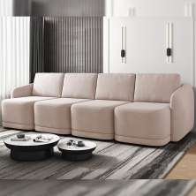 Sofá Cama Modulado Retrátil e Reclinável Decorativo Varsóvia 436cm Veludo Rosê G33 - Gran Belo