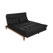 Sofá Cama Reclinável 2 Lugares Change Veludo Preto G30 - Gran Belo