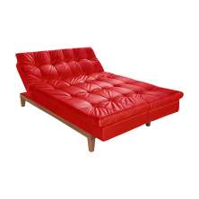 Sofá Cama Reclinável 2 Lugares Change Veludo Vermelho G30 - Gran Belo