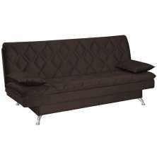 Sofá Cama Sala de Estar 193cm Belinda com Pés Alumínio Veludo Marrom G45 - Gran Belo