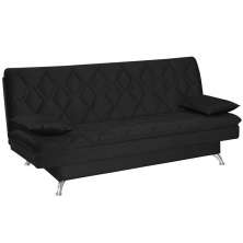 Sofá Cama Sala de Estar 193cm Belinda com Pés Alumínio Veludo Preto G45 - Gran Belo