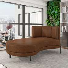 Sofá Chaise Lado Esquerdo Downey Sala de Estar PU Marrom G15 - Gran Belo