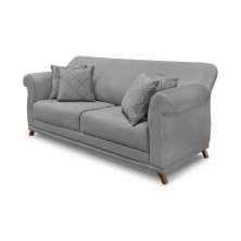 Sofá Decorativo 180cm 2 Lugares com 4 Almofadas Armstrong Veludo Cinza G63 - Gran Belo