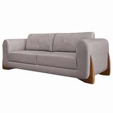 Sofá Decorativo 2 Lugares 160cm Pés em Madeira Buzz Linho Areia Rústica G63 - Gran Belo