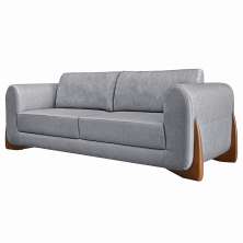 Sofá Decorativo 2 Lugares 180cm Pés em Madeira Buzz Linho Cinza G63 - Gran Belo