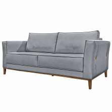 Sofá Decorativo 2 Lugares 190cm Pés em Madeira Tarantino Linho Cinza G63 - Gran Belo