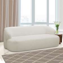 Sofá Decorativo 2 Lugares Charlote 180cm Sala de Estar Pés em Madeira Bouclê Off White G88 - Gran Belo