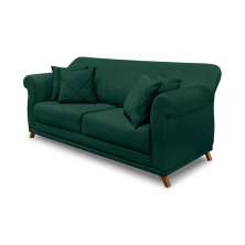 Sofá Decorativo 200cm 3 Lugares com 4 Almofadas Armstrong Veludo Verde Floresta G63 - Gran Belo