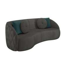 Sofá Decorativo 240cm com Almofadas Redondas Clarke Veludo Cinza G45 - Gran Belo