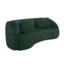 Sofá Decorativo 240cm com Almofadas Redondas Clarke Veludo Verde G45 - Gran Belo