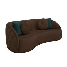Sofá Decorativo 288cm com Almofadas Redondas Clarke PU Marrom G45 - Gran Belo