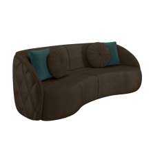 Sofá Decorativo 288cm com Almofadas Redondas Clarke Veludo Marrom G45 - Gran Belo