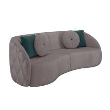 Sofá Decorativo 288cm com Almofadas Redondas Clarke Veludo Rosê G45 - Gran Belo