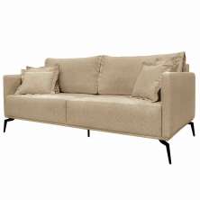 Sofá Decorativo 3 Lugares 200cm Pés em Aço Stagno Linho Bege G63 - Gran Belo