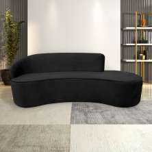 Sofá Decorativo 3 Lugares 210cm Abby Encosto Esquerdo Curvo Veludo Preto G15 - Gran Belo