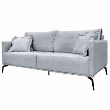 Sofá Decorativo 3 Lugares 220cm Pés em Aço Stagno Linho Cinza Rústico G63 - Gran Belo