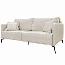 Sofá Decorativo 3 Lugares 220cm Pés em Aço Stagno Linho Pérola G63 - Gran Belo