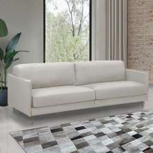 Sofá Decorativo Anthony 3 Lugares Sala de estar 240cm Pés em Aço Couro Off White G88 - Gran Belo