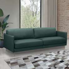 Sofá Decorativo Anthony 4 Lugares Sala de estar 270cm Pés em Aço Couro Verde Musgo G88 - Gran Belo