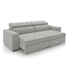 Sofá Decorativo Hugo 2 Lugares 208cm Reclinável e Retrátil Veludo Cinza Claro G45 - Gran Belo
